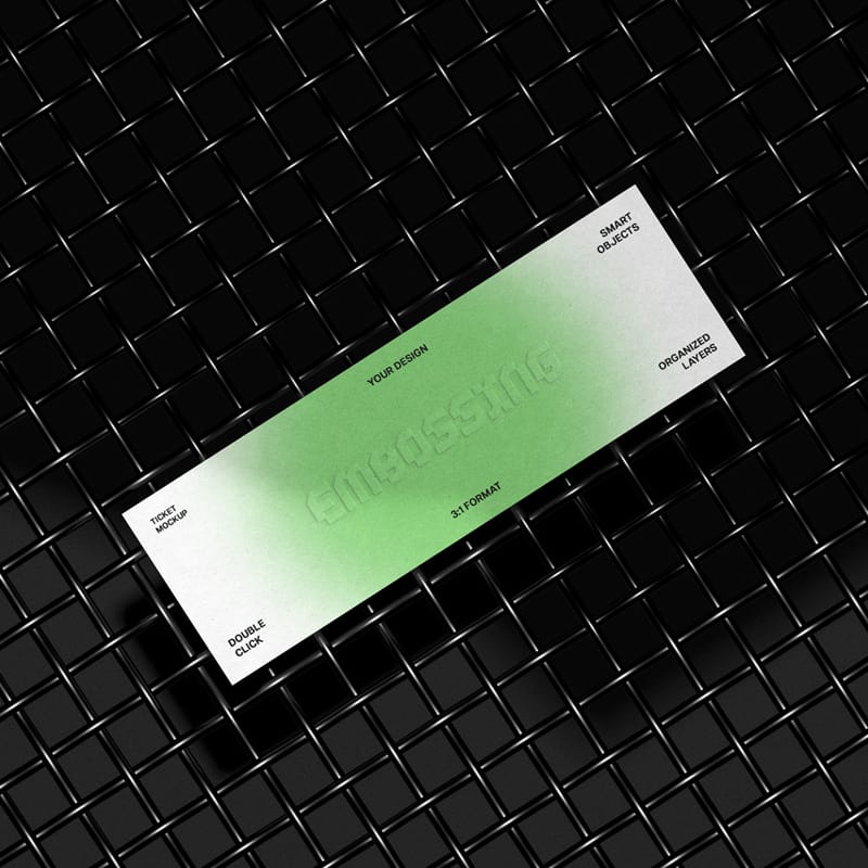 Metal Mesh 3 1 Ticket Mockup PSD