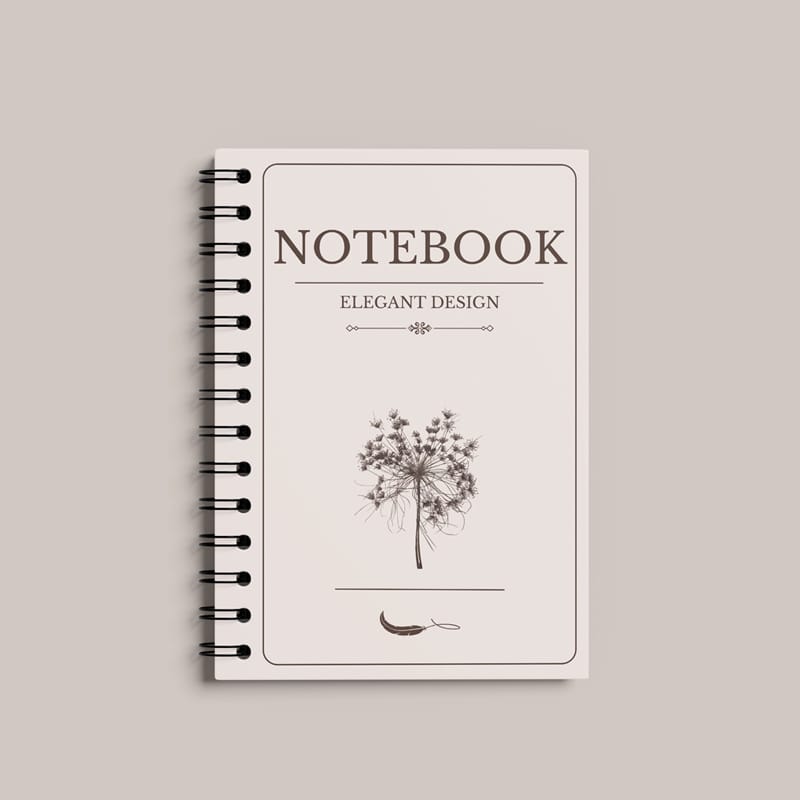 Minimalist Spiral Notebook Mockup PSD