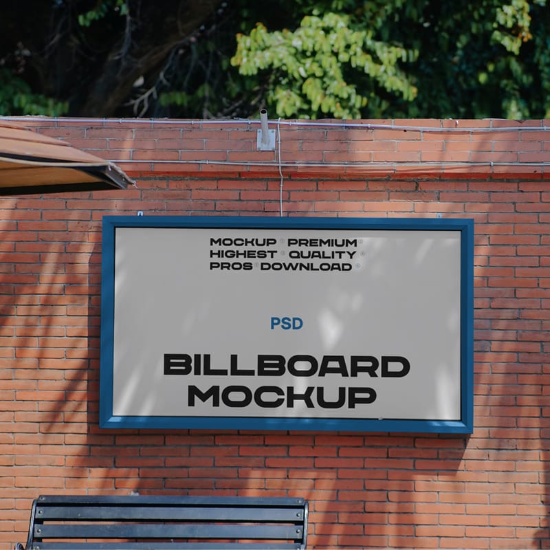 Modern Billboard Mockup on a Brick Wall PSD