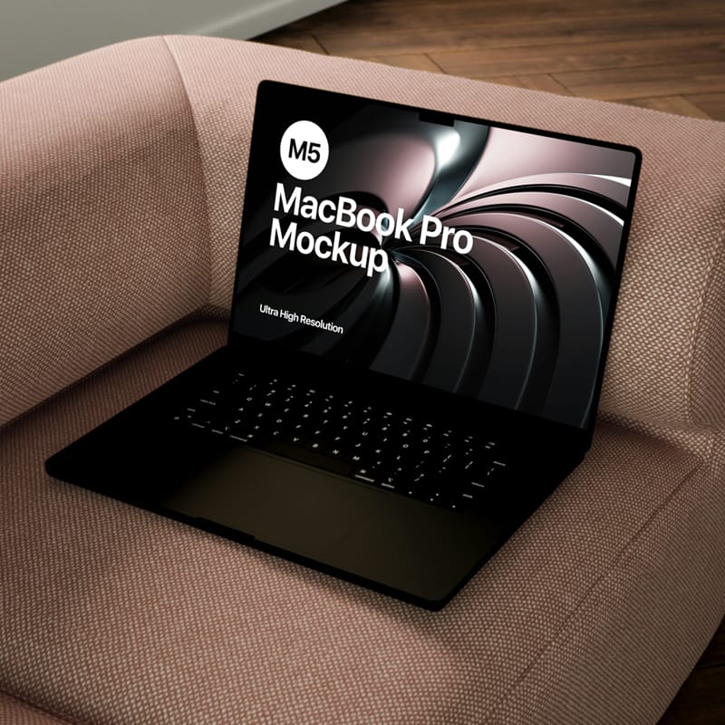 On Couch M5 MacBook Pro Mockup PSD