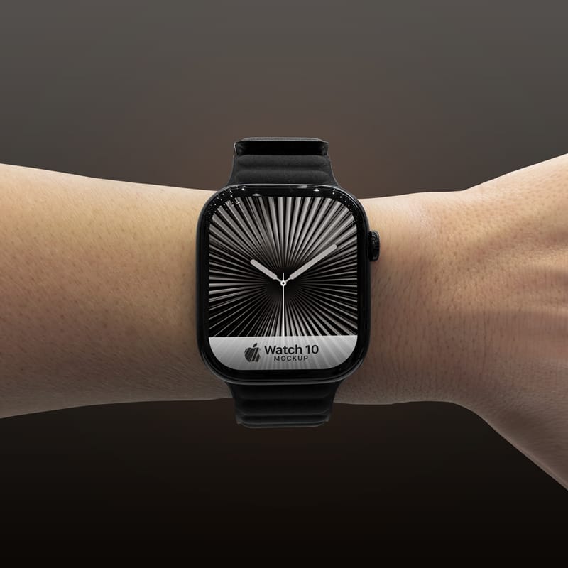 On Wrist Black Apple Watch 10 Mockup PSD