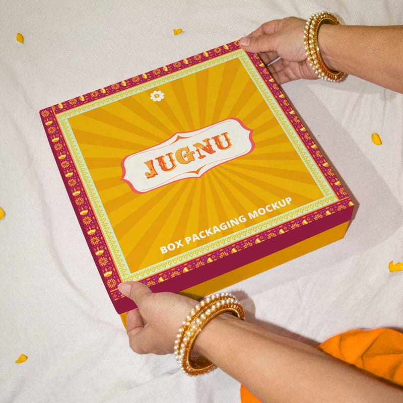 Opening Festive Box Mockup PSD