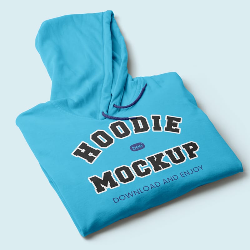 Perspective Folded Hoodie Mockup PSD