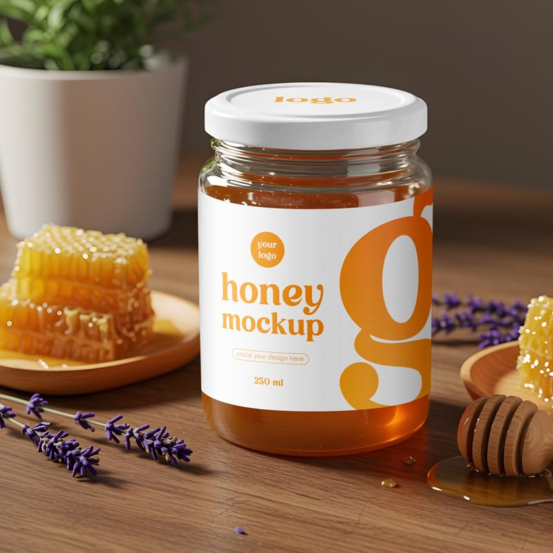 Pure Honey Jar Mockup PSD