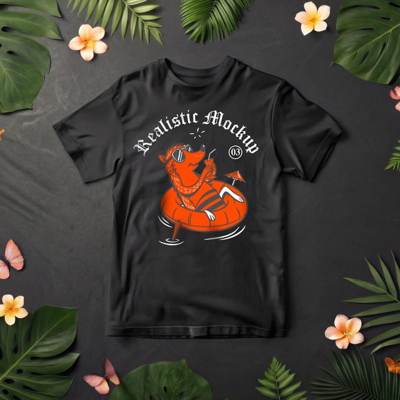 Realistic Black T-shirt Mockup PSD