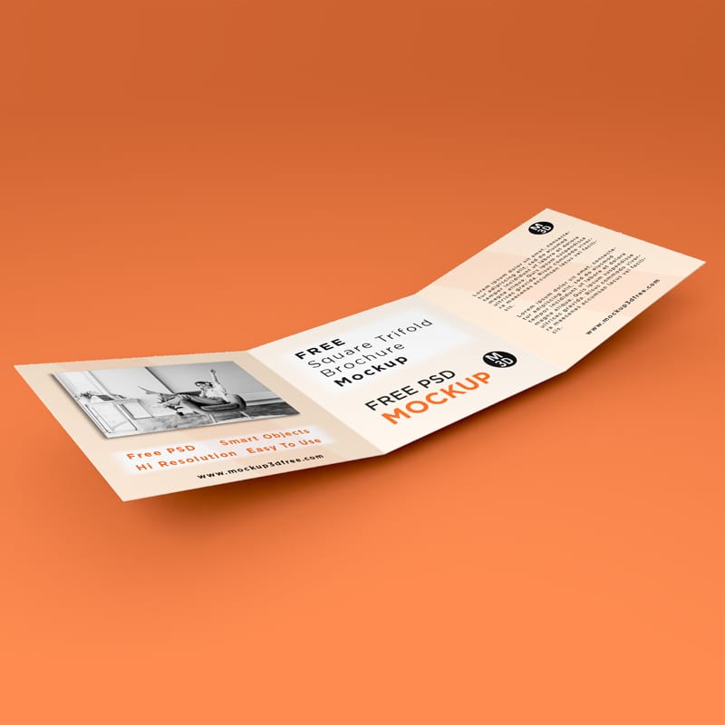 Realistic Square Trifold Brochure Mockup PSD
