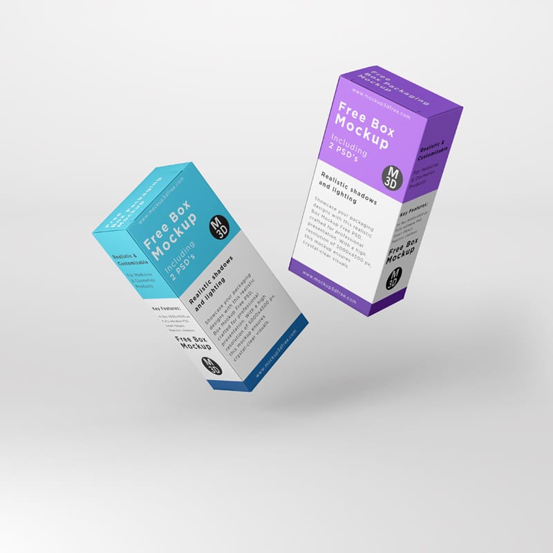 Free Rectangle Box Packaging Mockup Template PSD