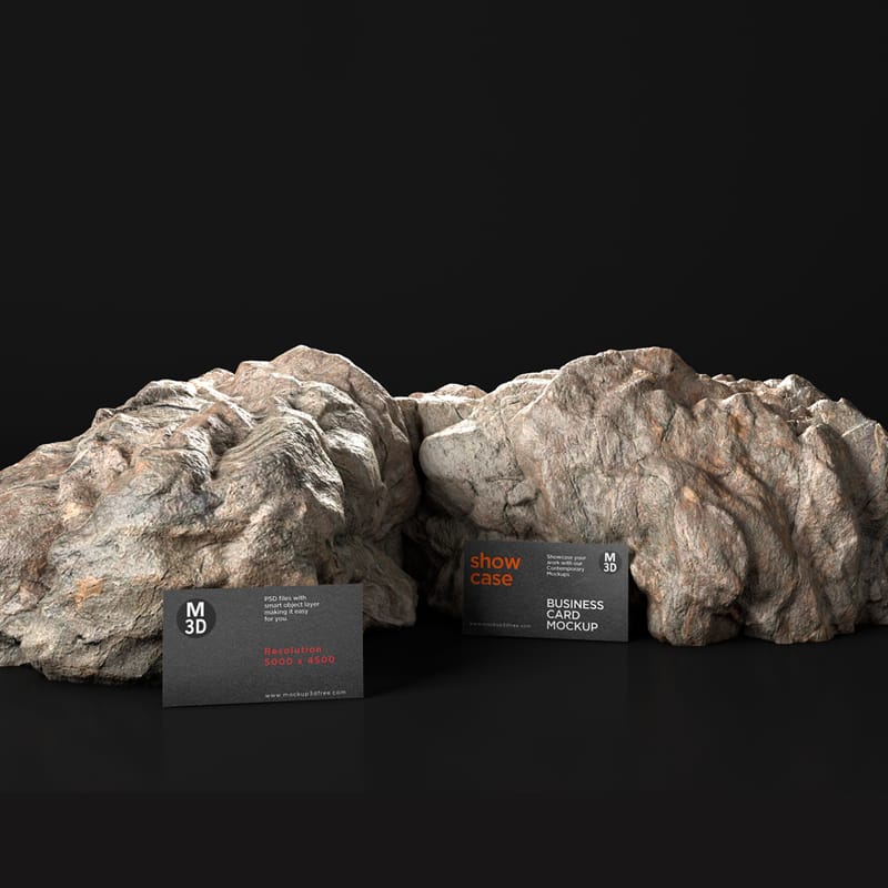 Rock Texture Business Card Mockup PSD