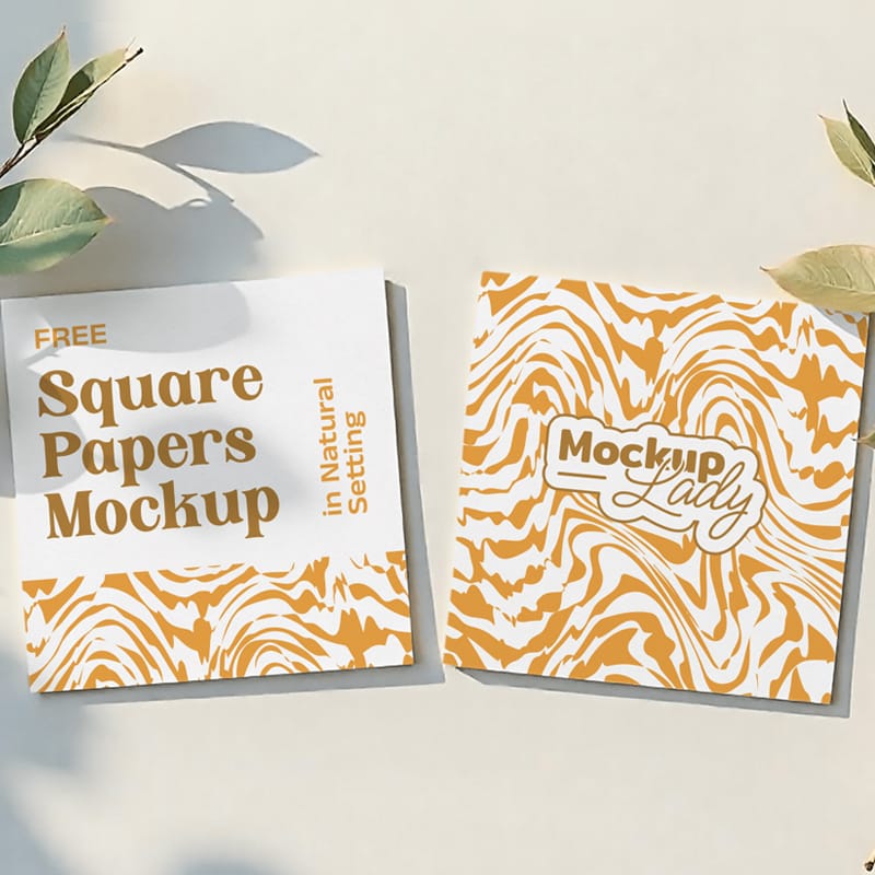 Square Papers Mockup in Natural Setting PSD