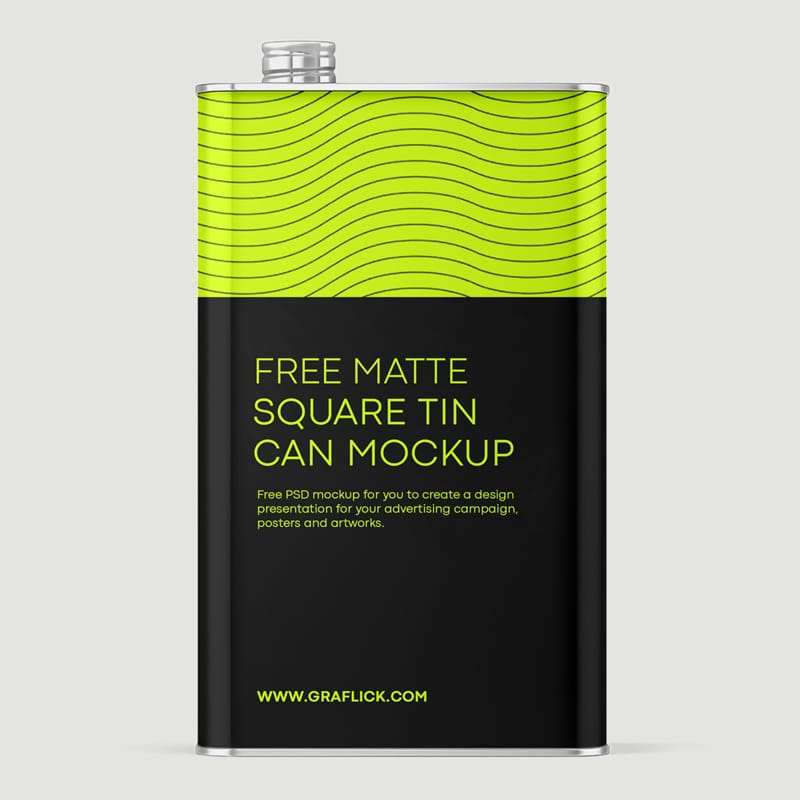 Square Tin Can Mockup Template PSD