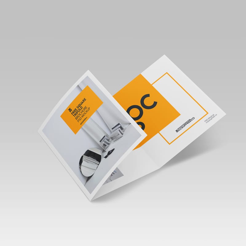 Square Trifold Brochure Mockup Template PSD