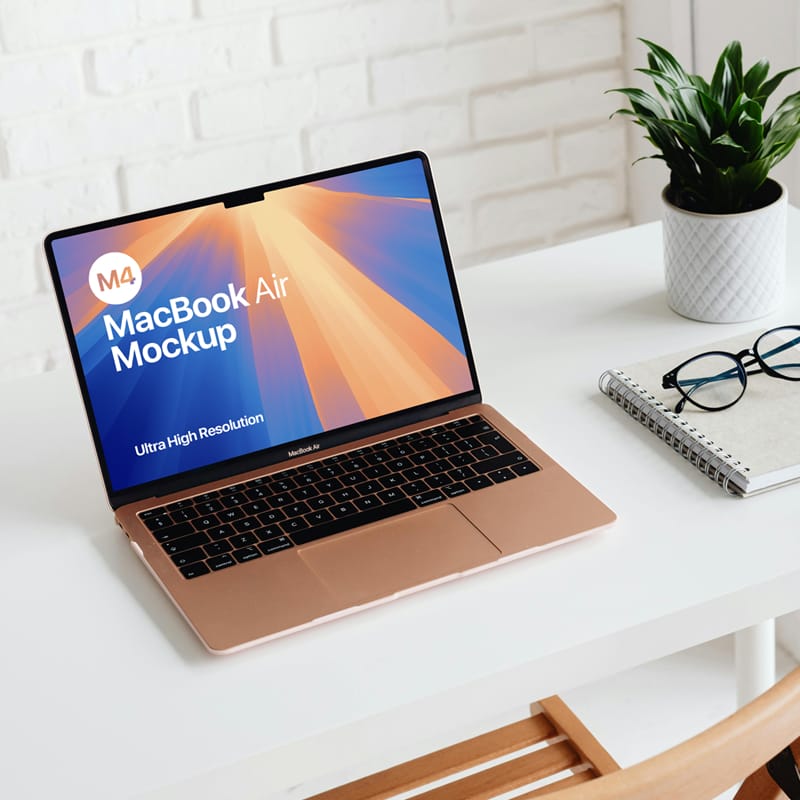 Starlight 13″ M4 MacBook Air Mockup PSD
