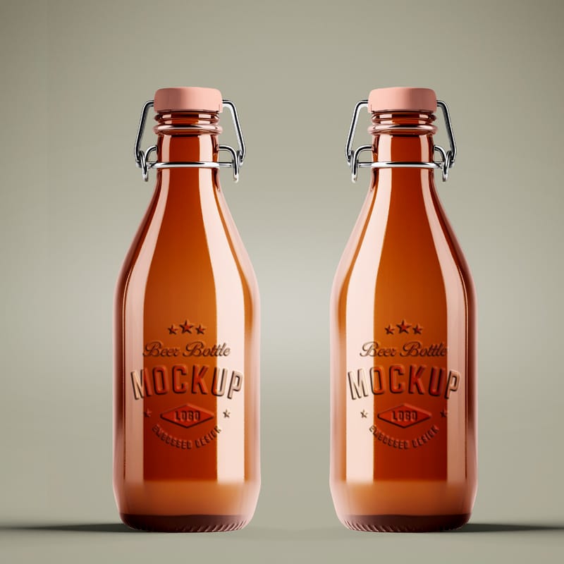 Swing Top Beer Bottle Mockup PSD