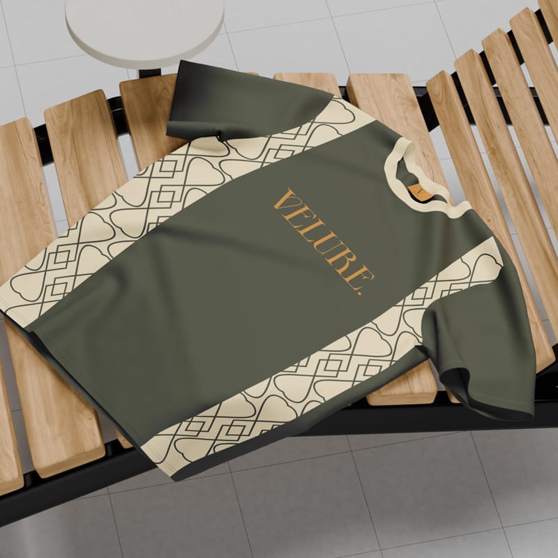 T-Shirt Mockup on a Wooden Bench PSD