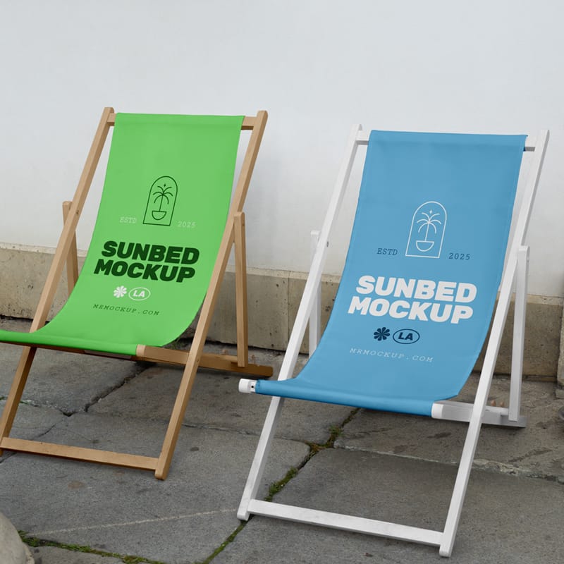 Two Outdoor Sunbed Mockup PSD