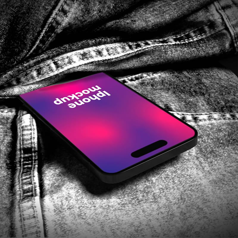 iPhone Mockup on Denim Background PSD