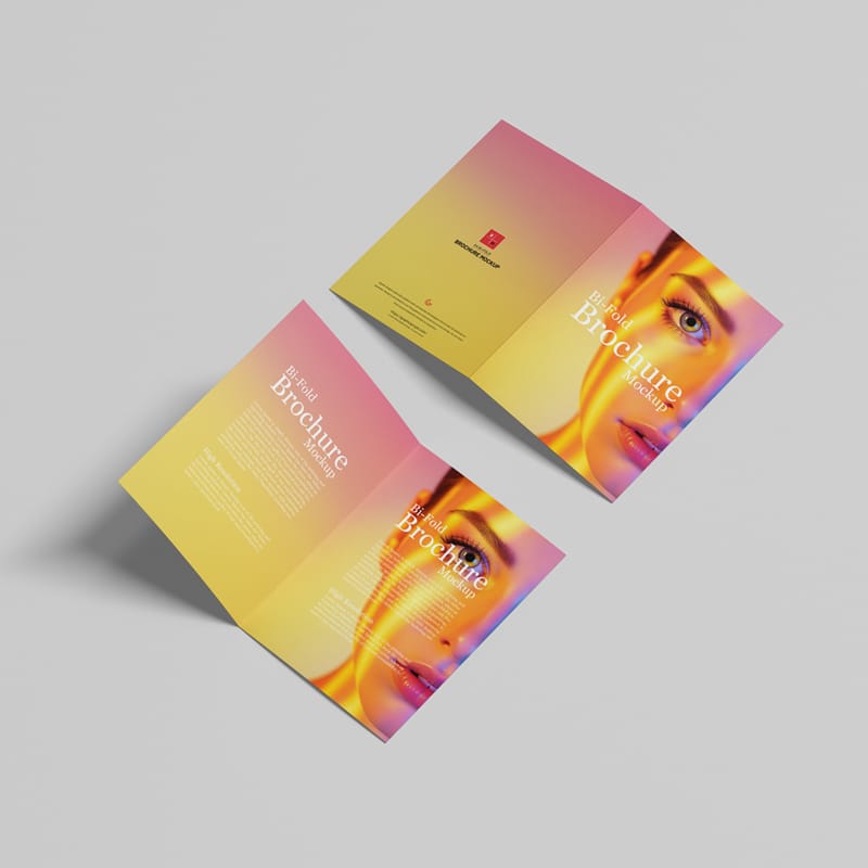 A4 Bi-Fold Brochure Mockup Template PSD