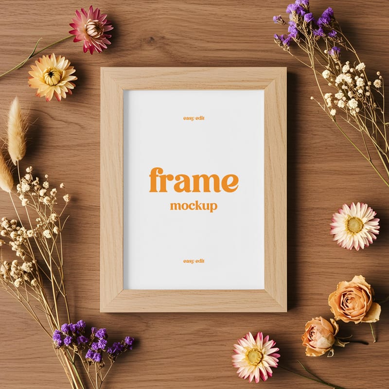 Artistic Wooden Frame Mockup Template PSD