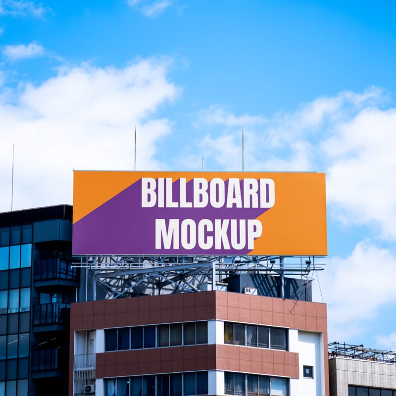 Billboard Front View Mockup PSD