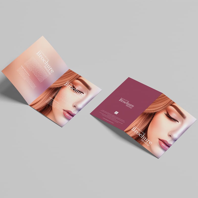 Branding Bi-Fold A4 Brochure Mockup