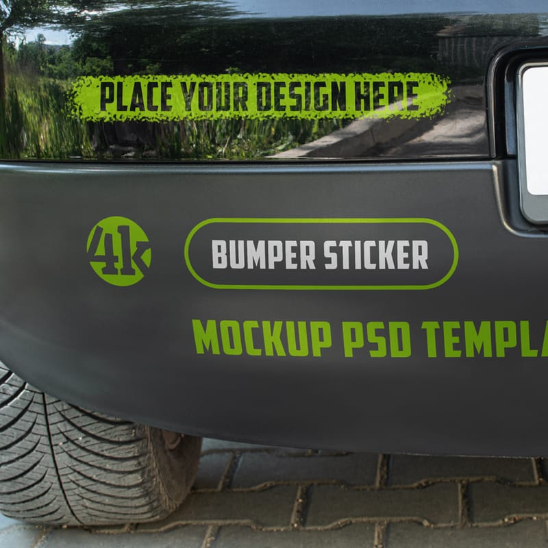 Bumper Sticker Mockup Template PSD