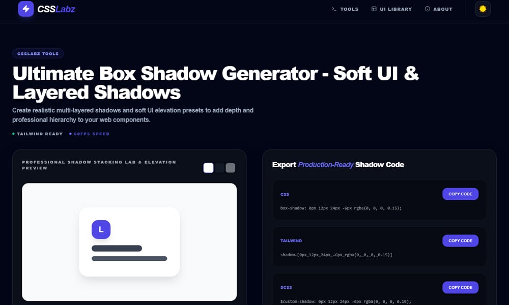 CSSLabz Premium Tailwind Shadows