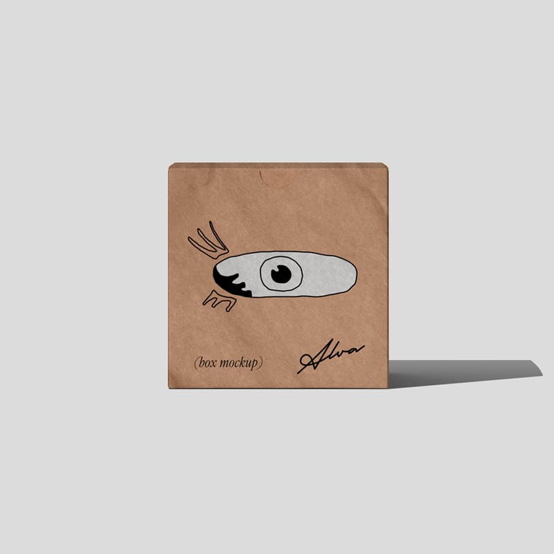 Cardboard Box Mockup V3 Front View PSD