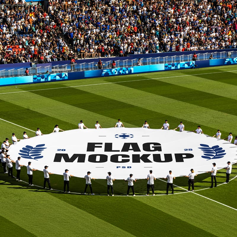 Circle Football Flag Mockup PSD