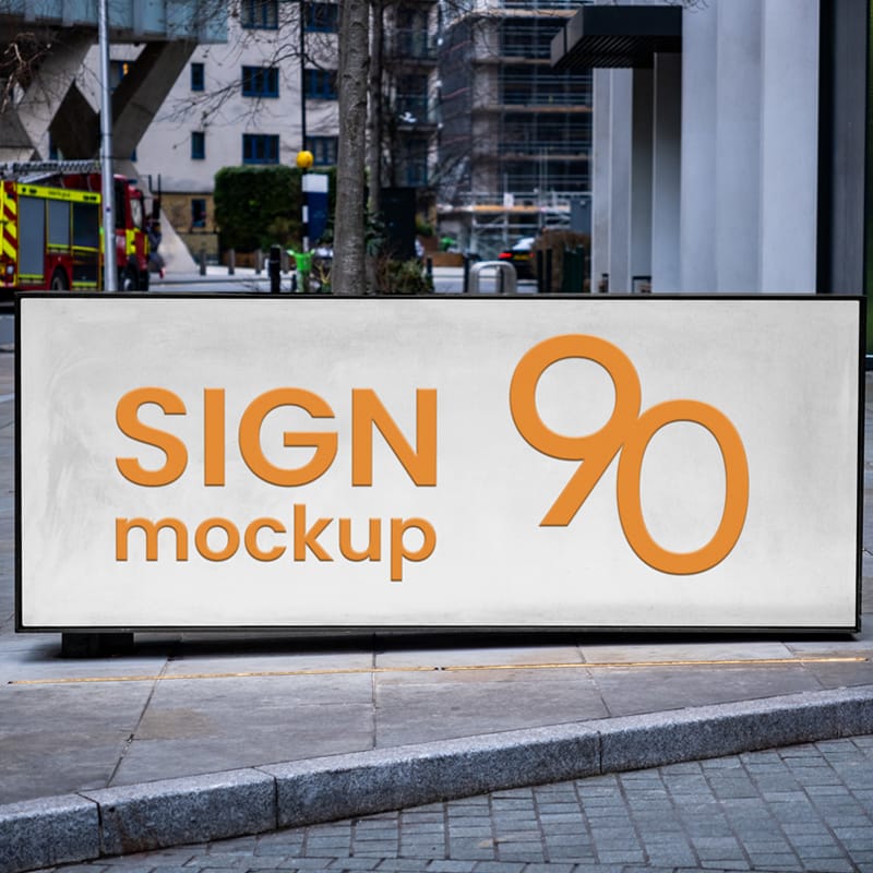 Concrete City Sign Mockup PSD