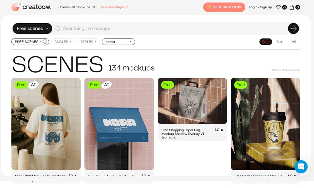 A free scene generator mockup from Creatoom for creating custom flat lays.