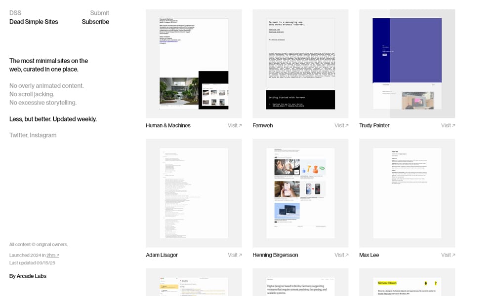Minimalist and performance-focused web design examples