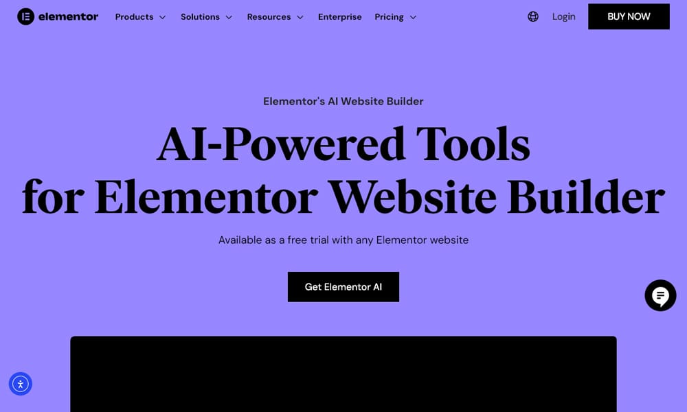 Elementor AI WordPress page builder screenshot featuring AI content and SEO assistant