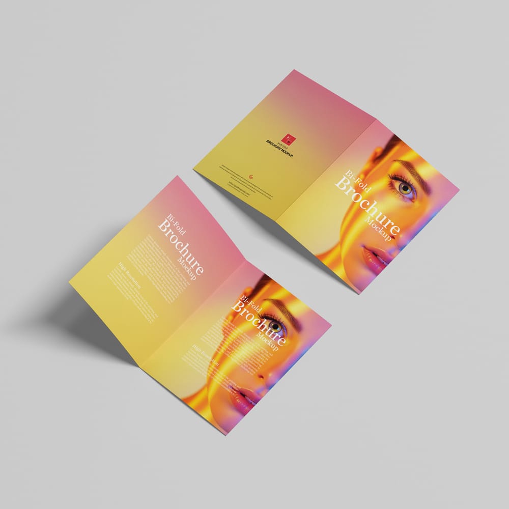Free A4 Bi-Fold Brochure Mockup Template PSD