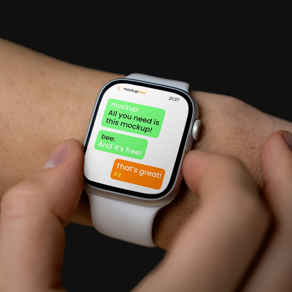 Free Apple Watch on White Belt Mockup PSD