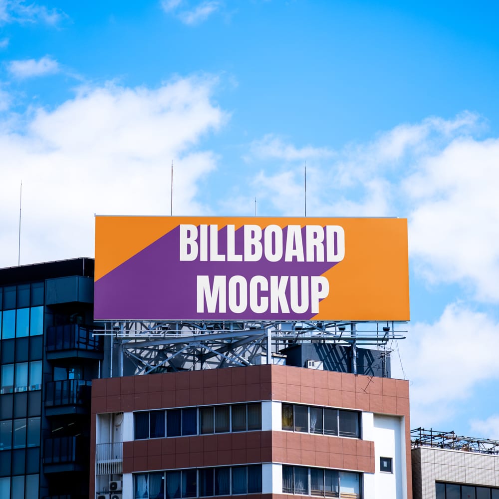 Free Billboard Front View Mockup PSD