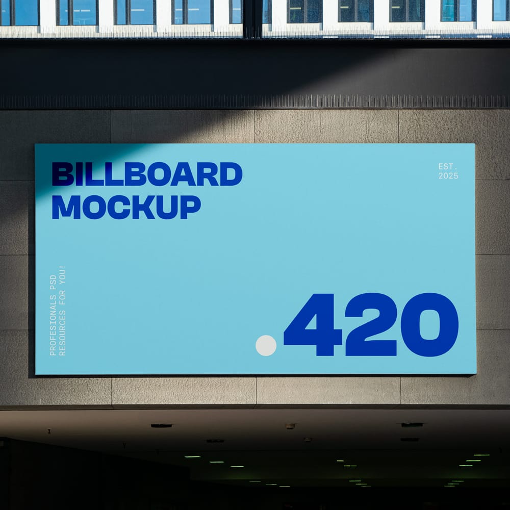 Free Billboard above Underground Passage Mockup PSD