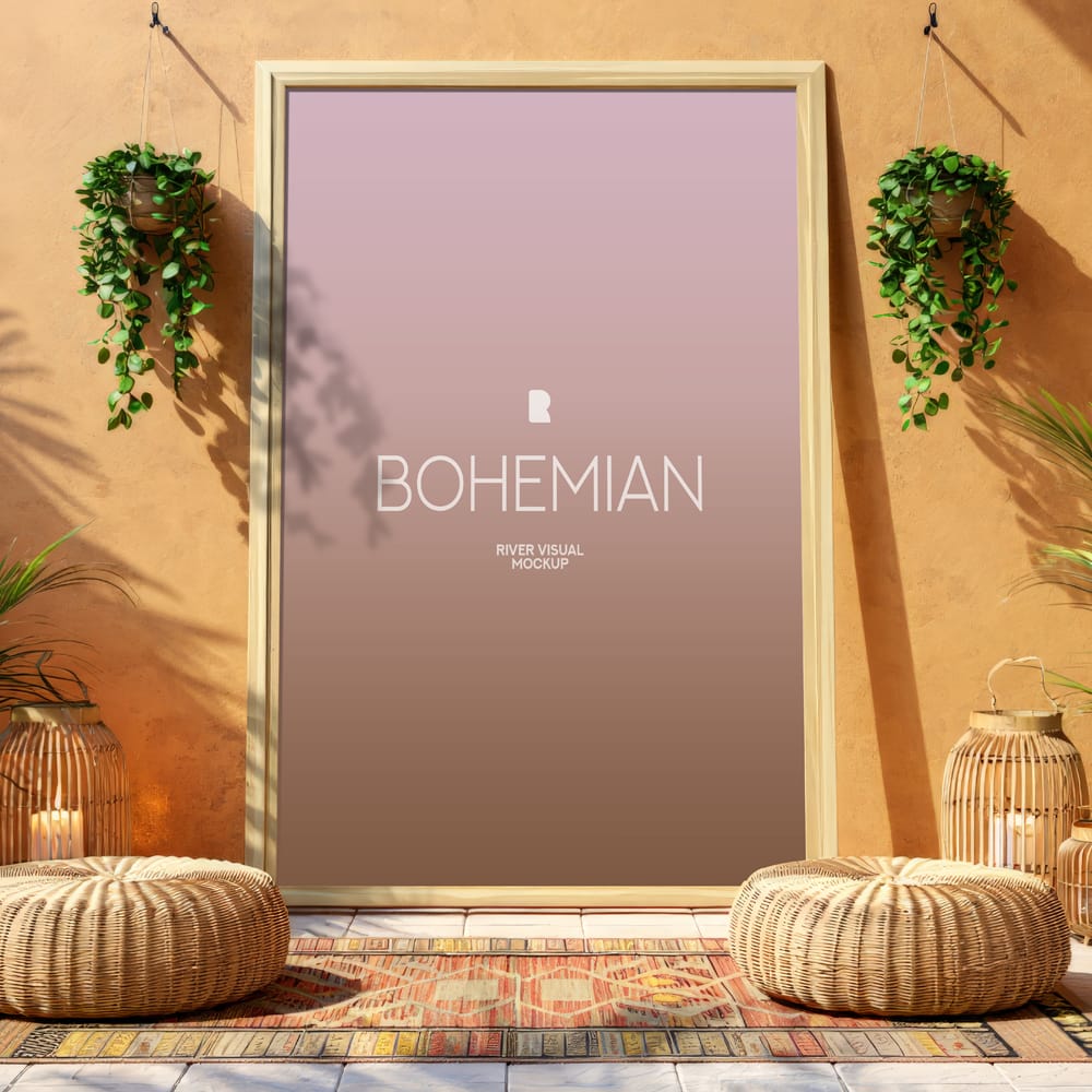 Free Bohemian Frame Mockup PSD