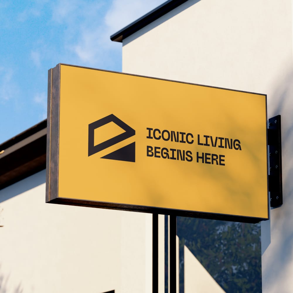 Free Box Signage Mockup PSD