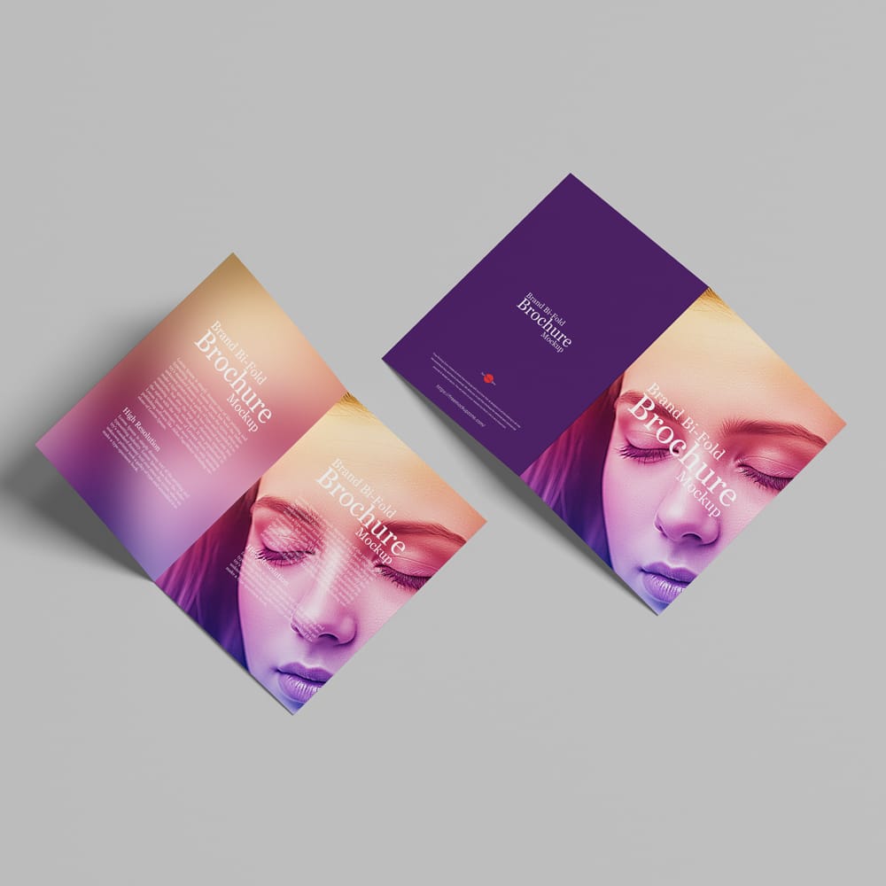 Free Brand Bi-Fold Brochure Mockup PSD