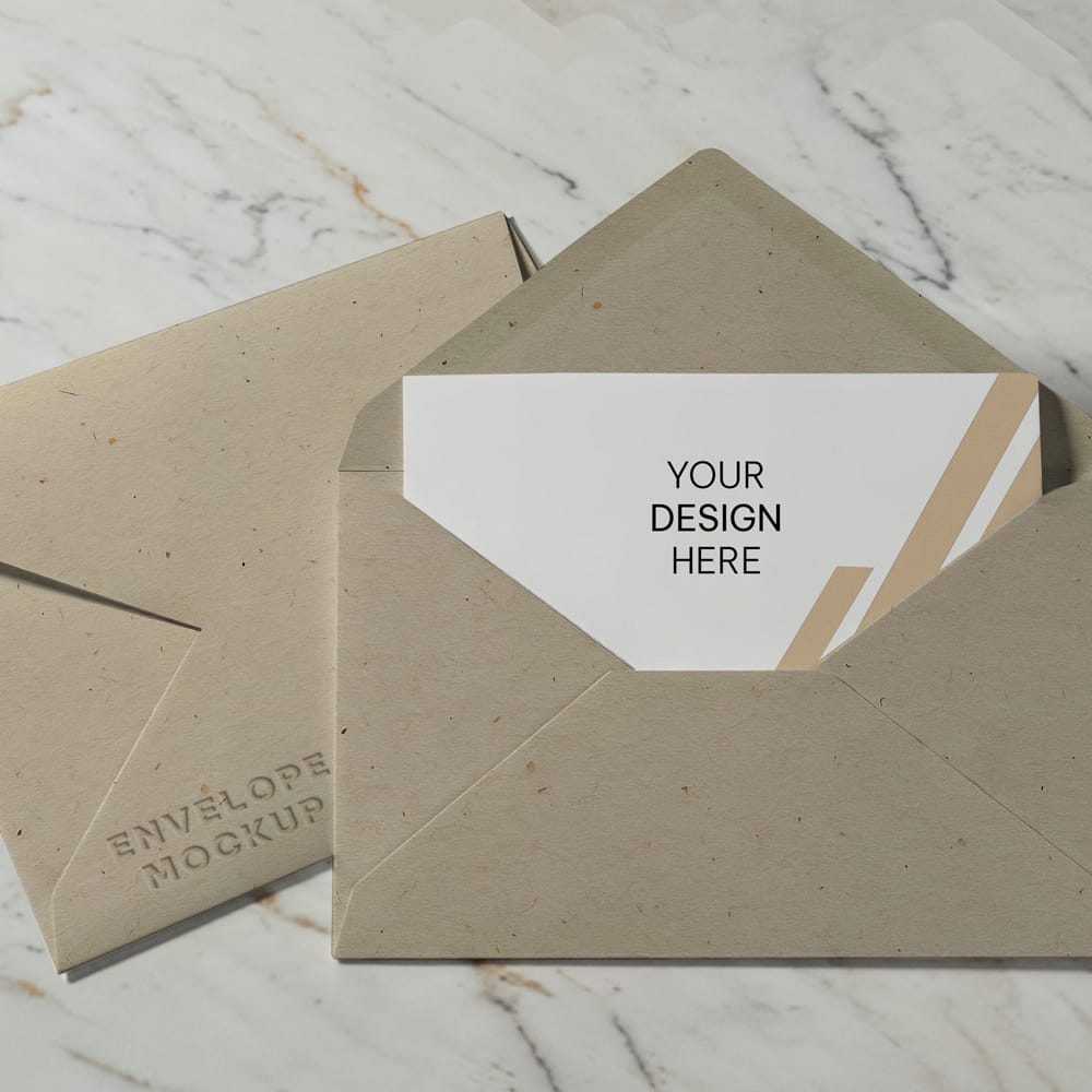 Free Branded Envelope with Letter Mockup PSD