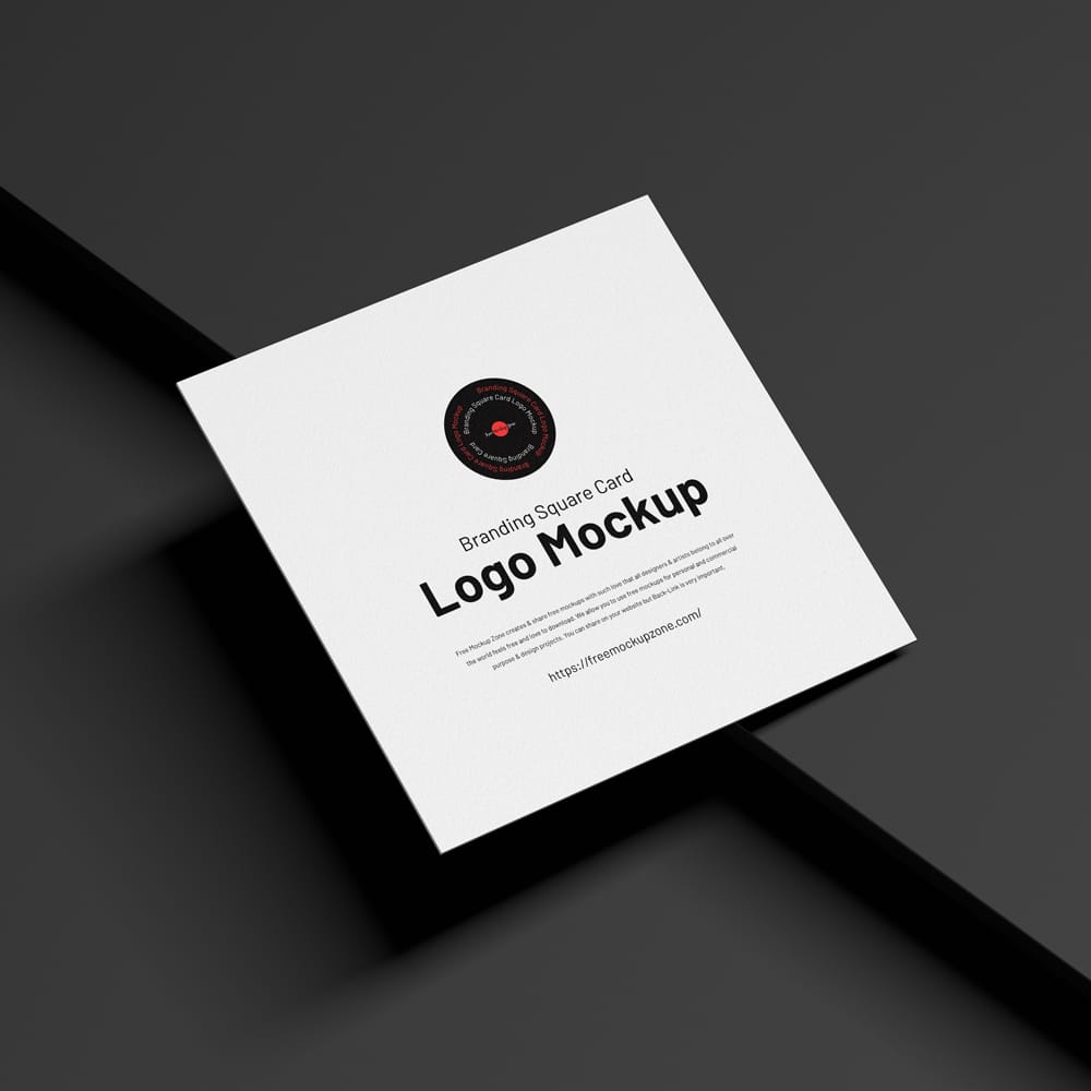 Free Branding Square Card Logo Mockup PSD