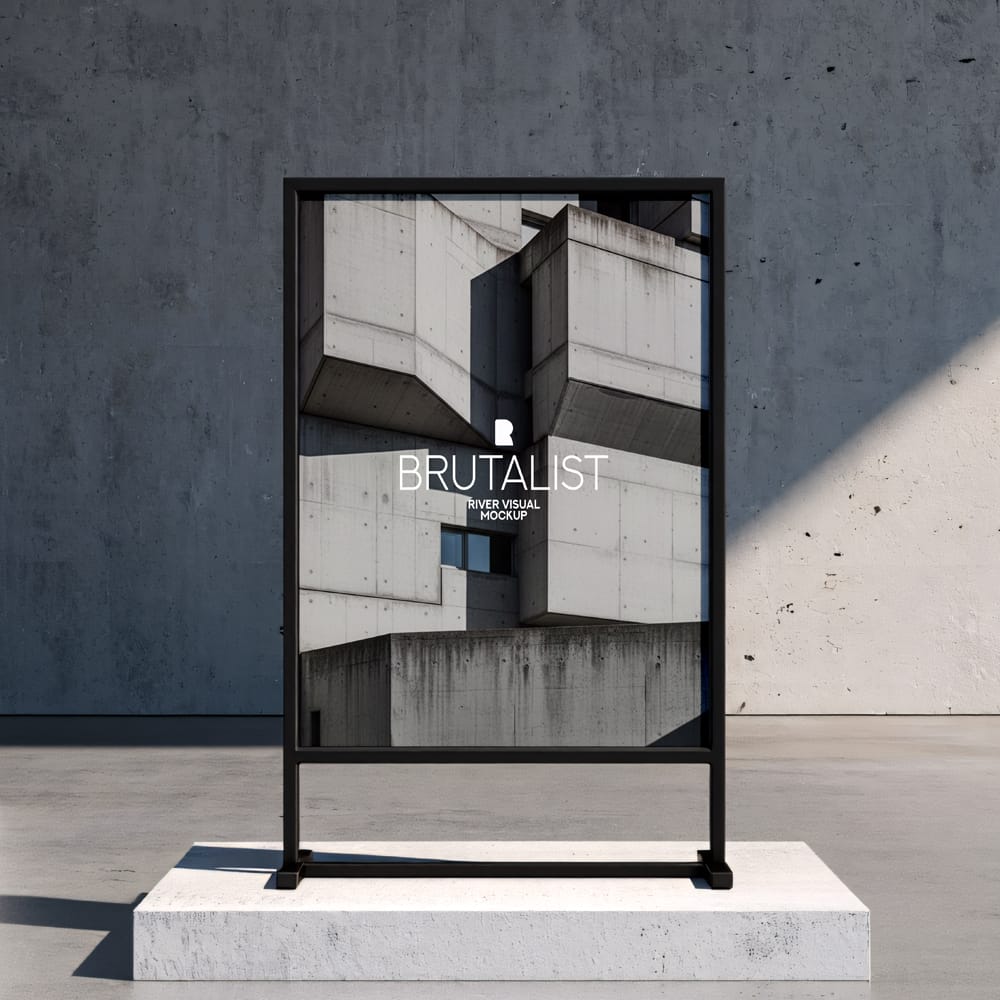 Free Brutalist Poster Frame Mockup PSD