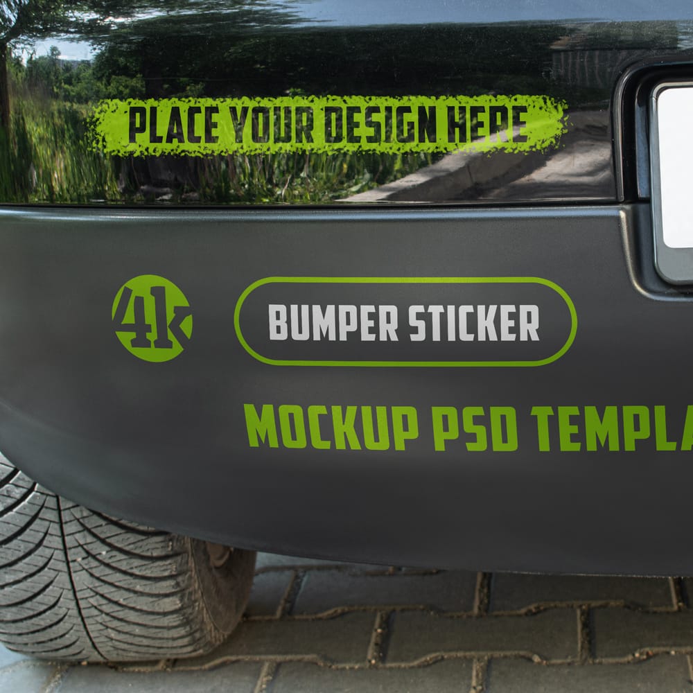 Free Bumper Sticker Mockup Template PSD