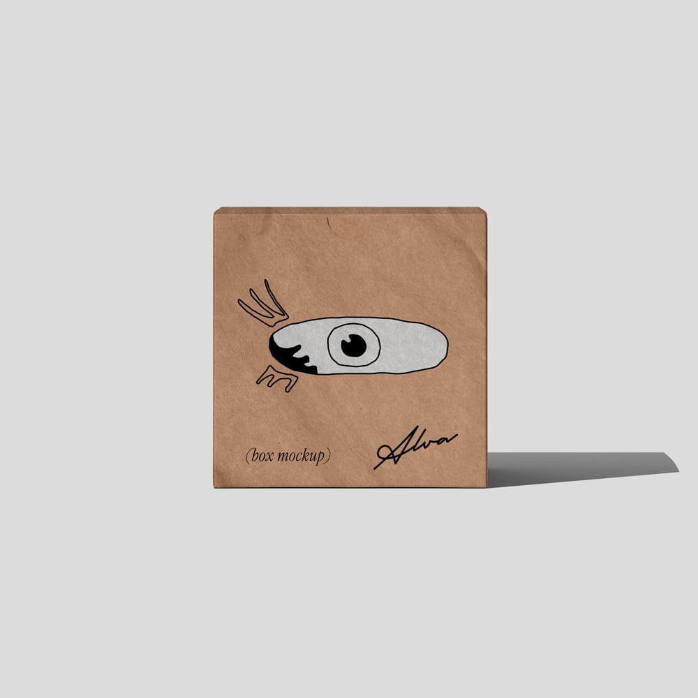 Free Cardboard Box Mockup V3 Front View PSD