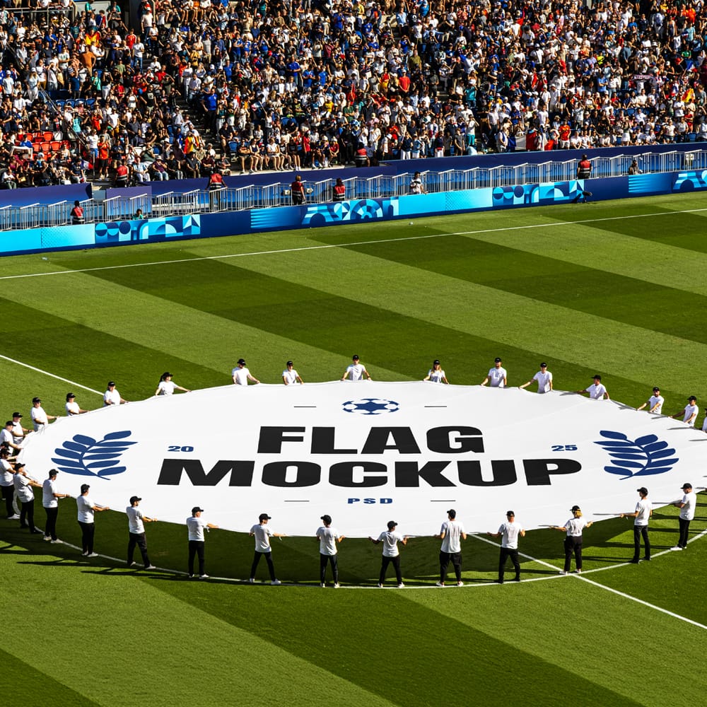 Free Circle Football Flag Mockup PSD