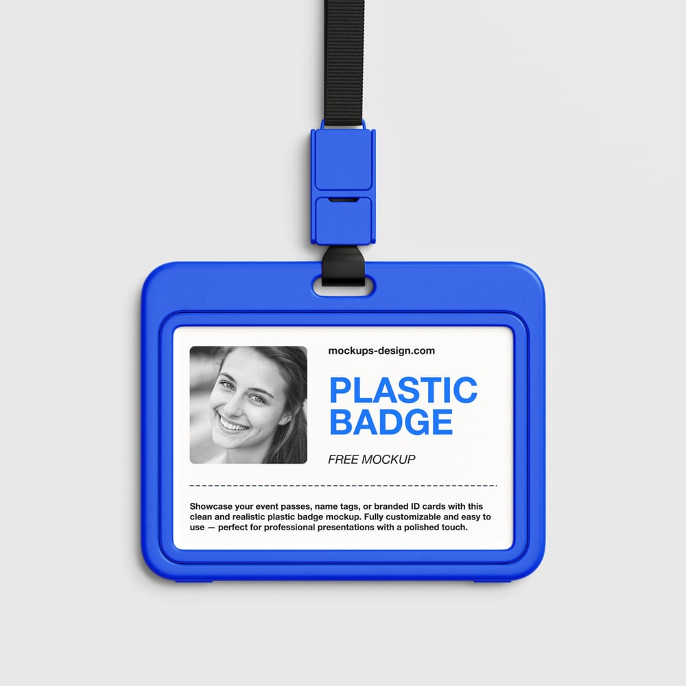 Free Clean Plastic Badge Mockup PSD