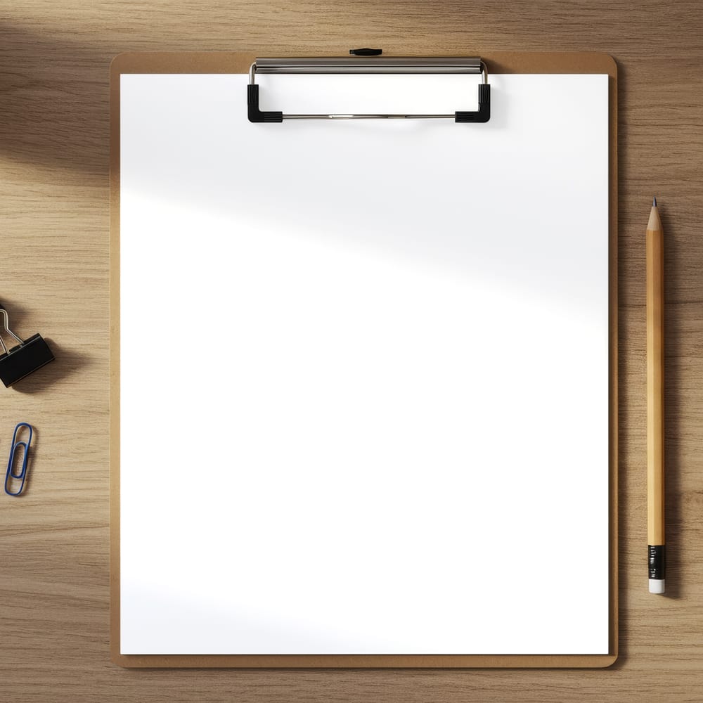 Free Clipboard with White Paper Mockup PSD