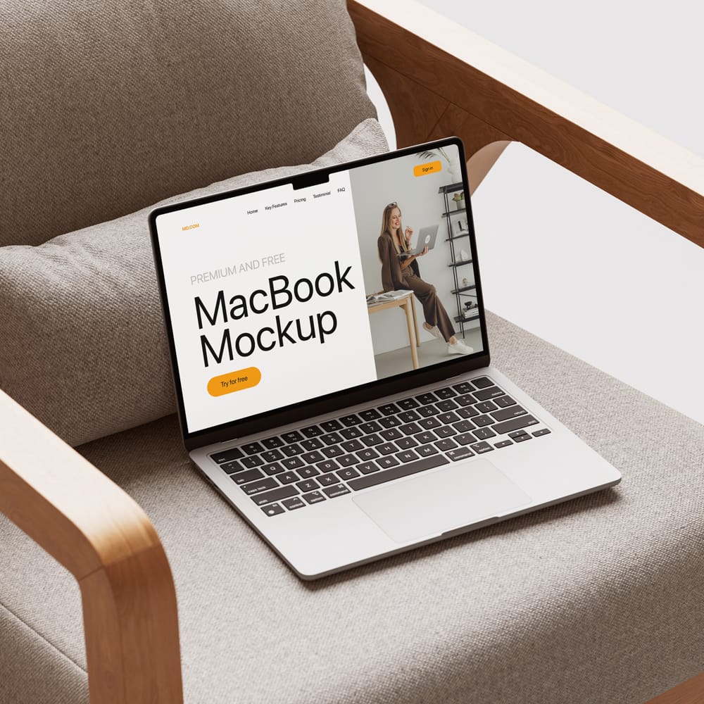 Free Cozy MacBook mockup PSD