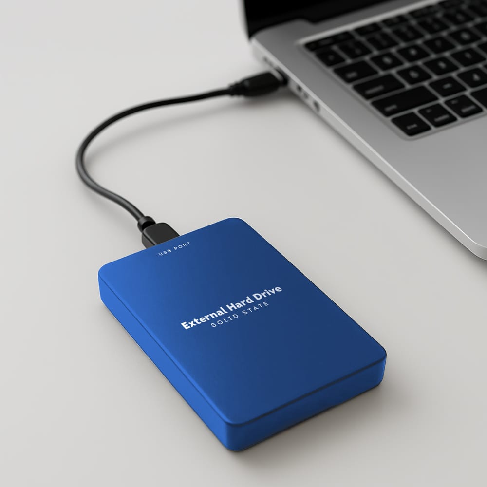 Free External Hard Drive Mockup PSD