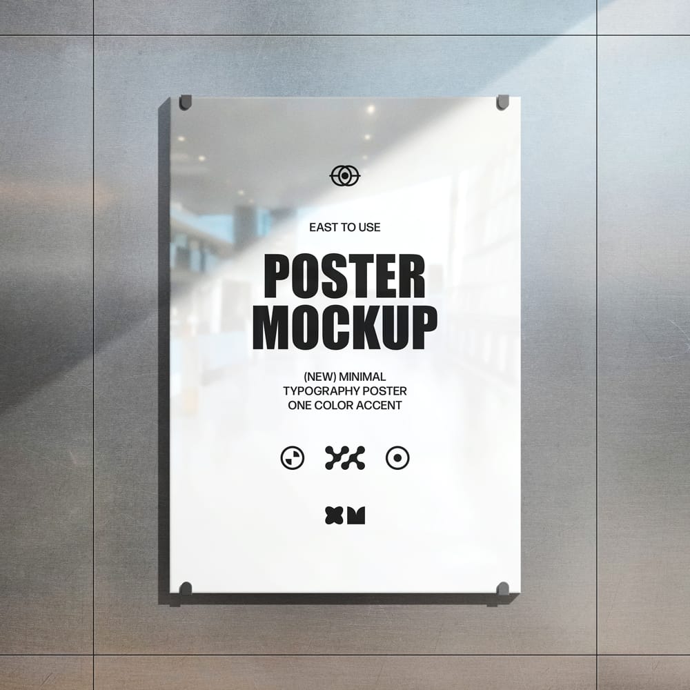 Free Glass Poster Mockup PSD